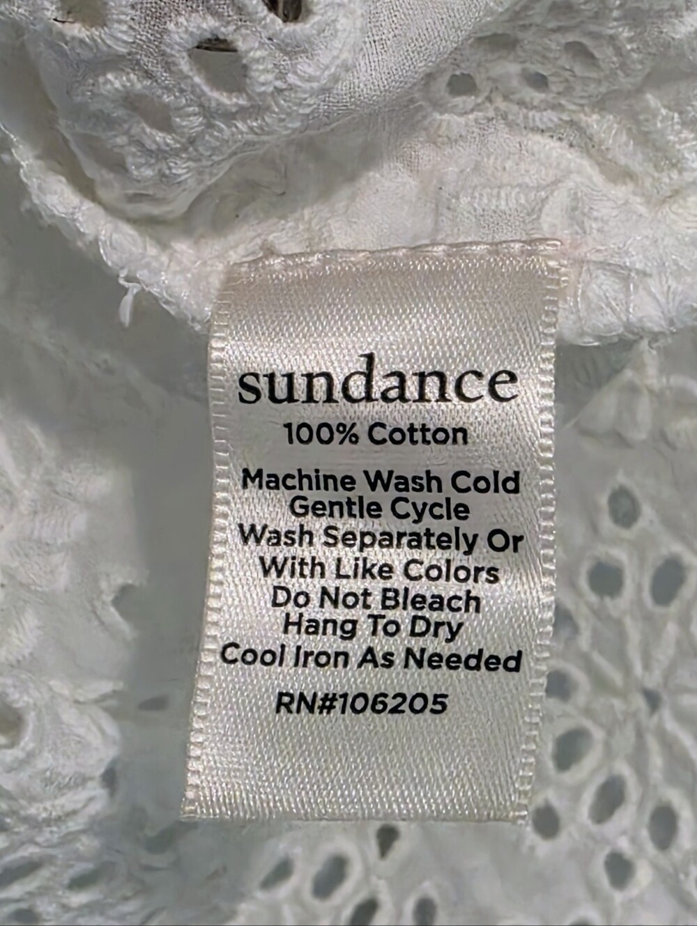 Sundance Art Of Eyelet Lace Cotton Button Down Blouse Scalloped Hem White Large - Picture 8 of 13